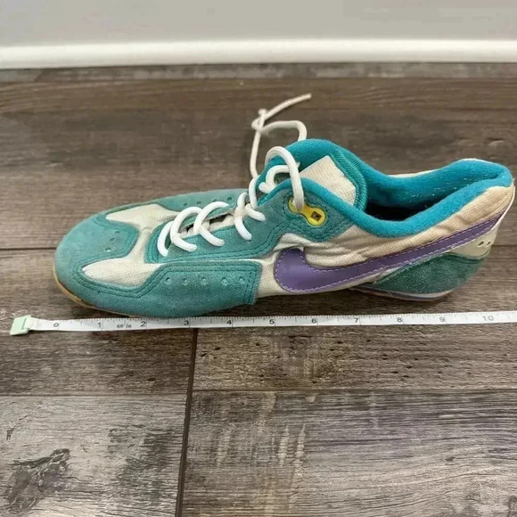 Vintage Nike 1970 Teal Purple Leather Women's Sneakers Size 6.5 KOREA Cycling - Picture 10 of 11